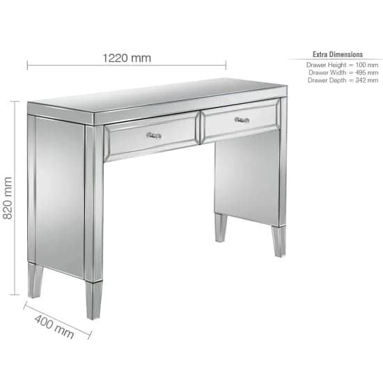 Valence Mirrored Dressing Table With 2 Drawers In Silver_4