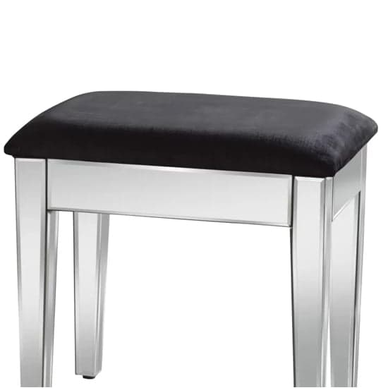 Valence Mirrored Dressing Table Stool With Black Cushioned Seat_2