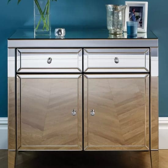 Valence Mirrored Sideboard With 2 Doors 2 Drawers In Silver_2