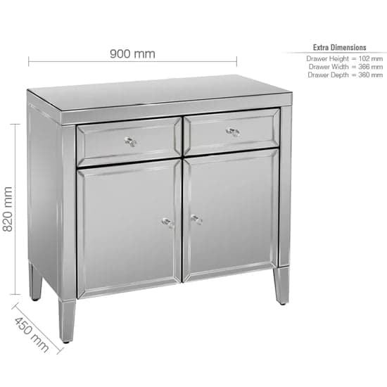 Valence Mirrored Sideboard With 2 Doors 2 Drawers In Silver_5