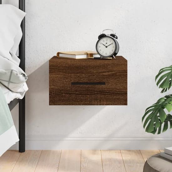 Valence Wall Hung Wooden Bedside Cabinet In Brown Oak_1