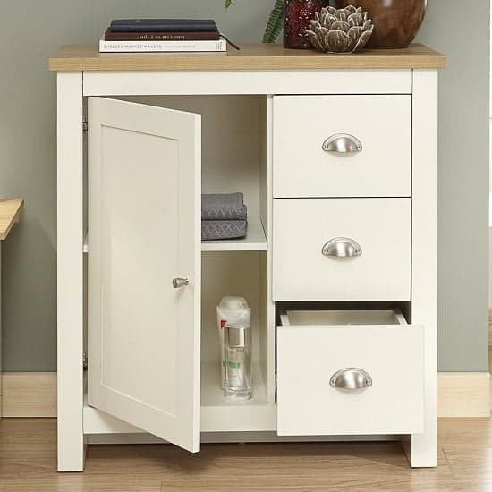 Loftus Wooden Storage Unit In Cream And Oak With 3 Drawers_2