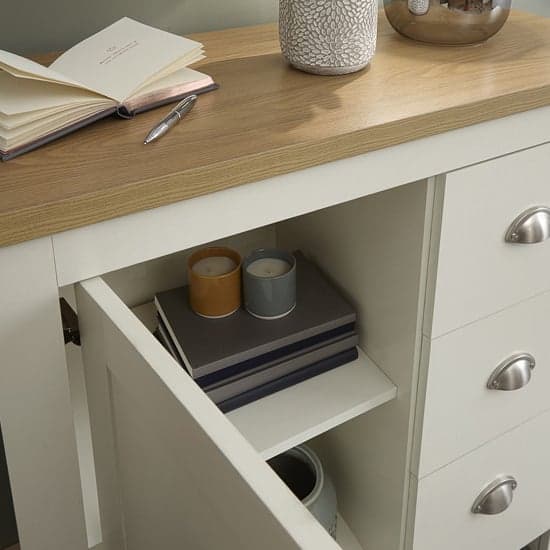 Loftus Wooden Storage Unit In Cream And Oak With 3 Drawers_3