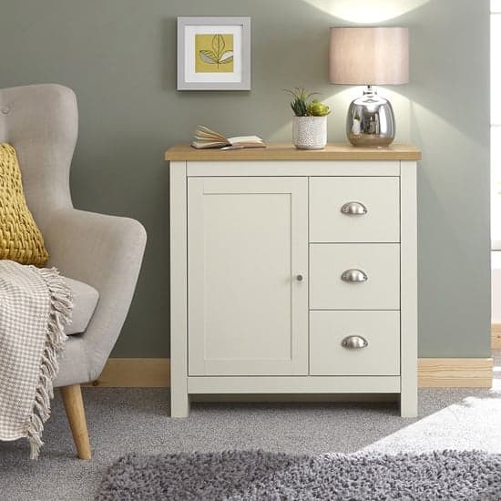 Loftus Wooden Storage Unit In Cream And Oak With 3 Drawers_1