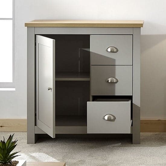 Loftus Wooden Storage Unit In Grey And Oak With 3 Drawers_2
