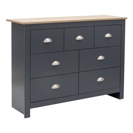Loftus Wooden Chest Of Drawers Wide In Salte Blue And Oak_3