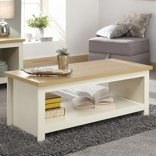 Loftus Wooden Coffee Table With Shelf In Cream_1