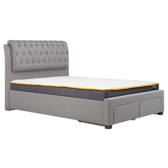 Valentina Fabric Double Bed With 2 Drawers In Grey_3