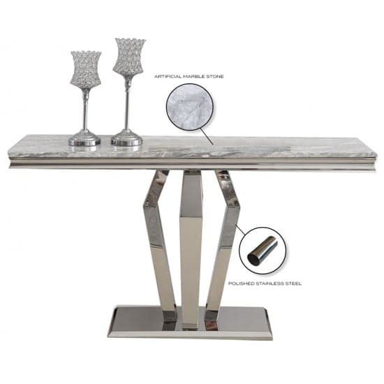 Valentino Grey Marble Console Table With Silver Steel Legs_4