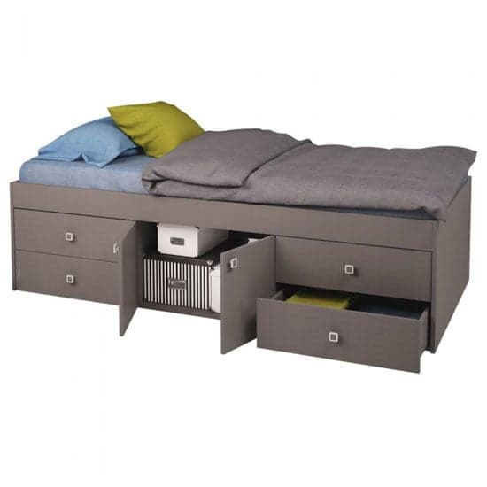 Valerie Kids Single Bed In Grey With 2 Doors And 4 Drawers_2