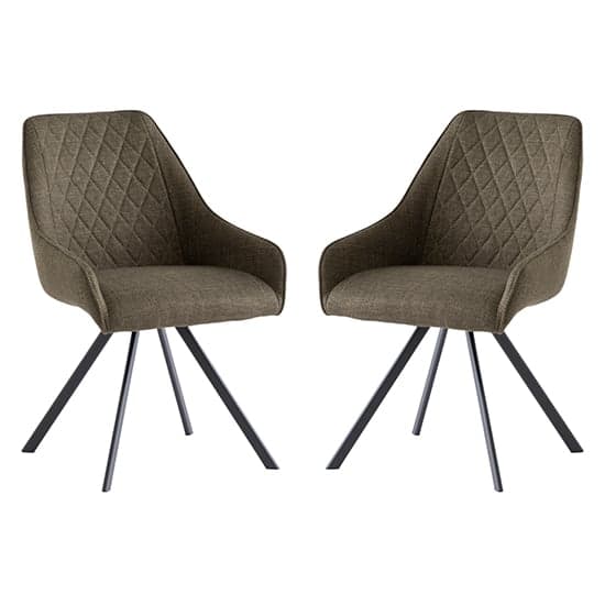 Valko Olive Fabric Dining Chairs Swivel In Pair_1