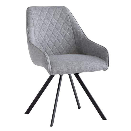 Valko Silver Grey Fabric Dining Chairs Swivel In Pair_2