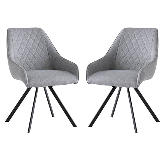 Valko Silver Grey Fabric Dining Chairs Swivel In Pair_1