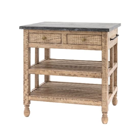 Valletta Marble Top Kitchen Island With 2 Drawers In Natural_4
