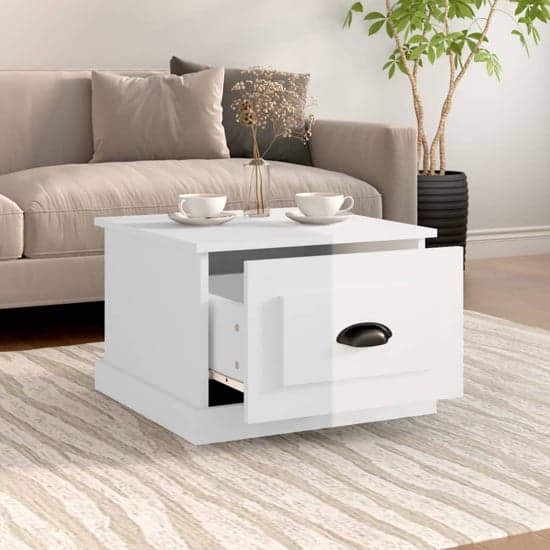 Vance High Gloss Coffee Table With 1 Drawer In White_2