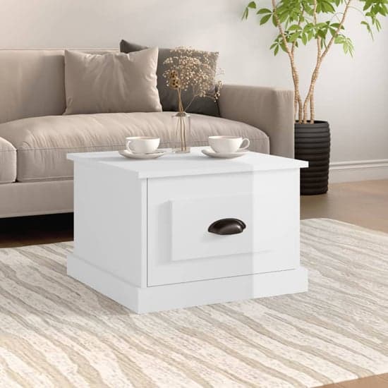 Vance High Gloss Coffee Table With 1 Drawer In White_1