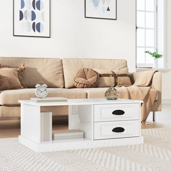Vance High Gloss Coffee Table With 2 Drawers In White_1