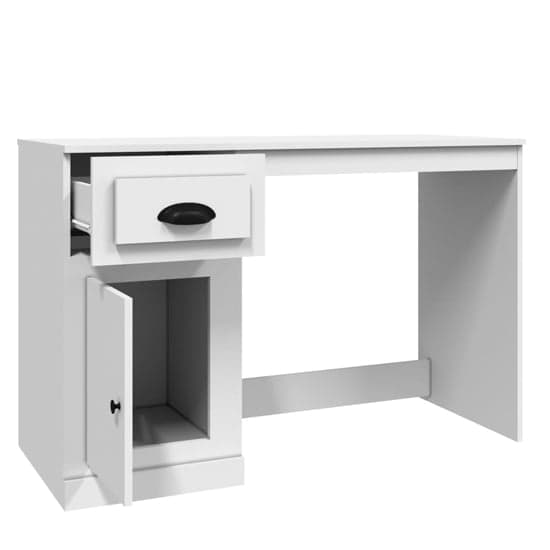 Vance High Gloss Computer Desk With 1 Door 1 Drawer In White_5