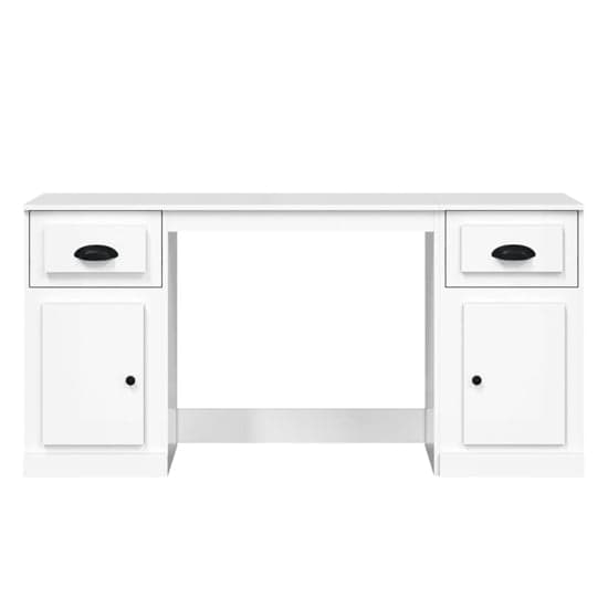 Vance High Gloss Computer Desk With 2 Doors 2 Drawers In White_4