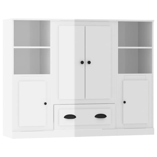 Vance High Gloss Highboard With 4 Doors 1 Drawer In White_3