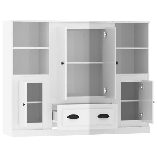 Vance High Gloss Highboard With 4 Doors 1 Drawer In White_4
