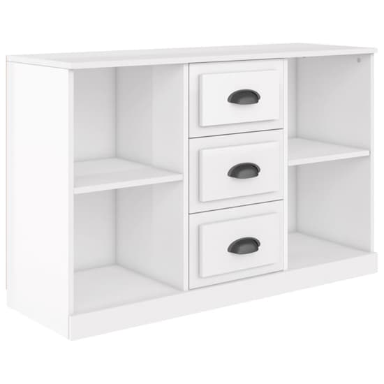 Vance High Gloss Sideboard With 3 Drawers In White_3