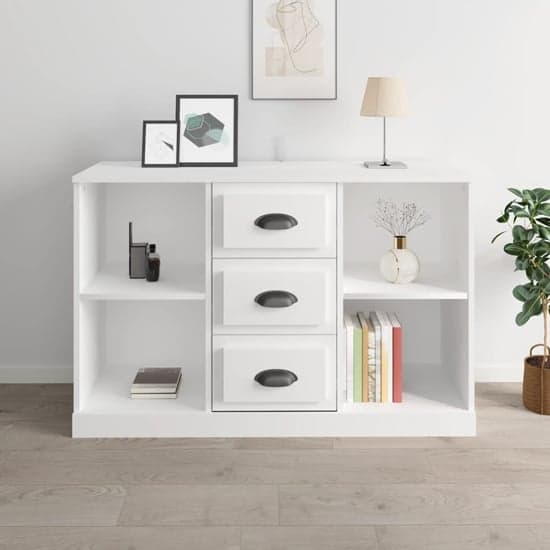 Vance High Gloss Sideboard With 3 Drawers In White_1
