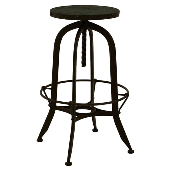 Vance Round Green Marble Top Bar Stool With Black Metal Frame_1