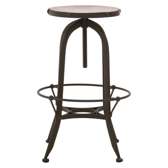 Vance Round White Marble Top Bar Stool With Black Metal Frame_2