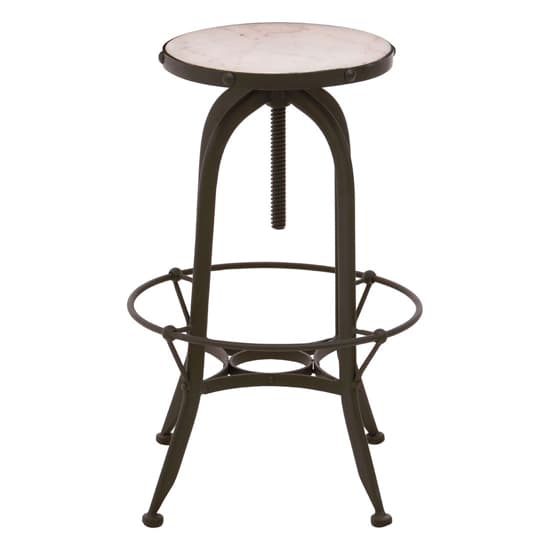 Vance Round White Marble Top Bar Stool With Black Metal Frame_3
