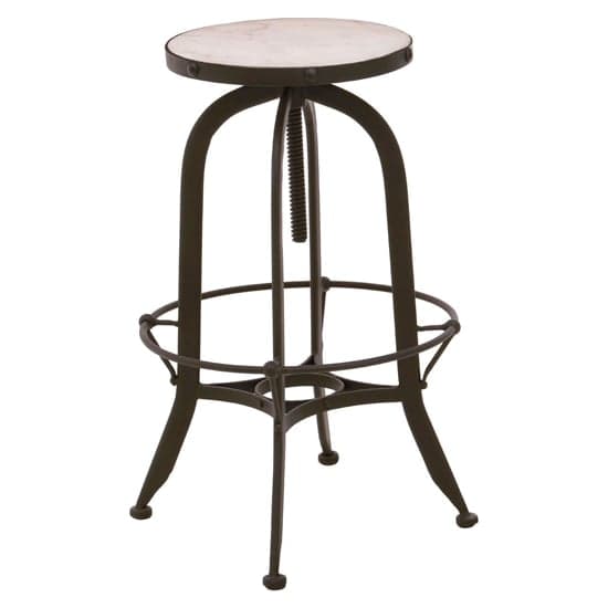 Vance Round White Marble Top Bar Stool With Black Metal Frame_1