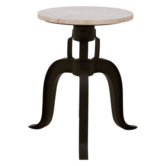 Vance Round White Marble Top Bar Stool With Black Metal Legs_2