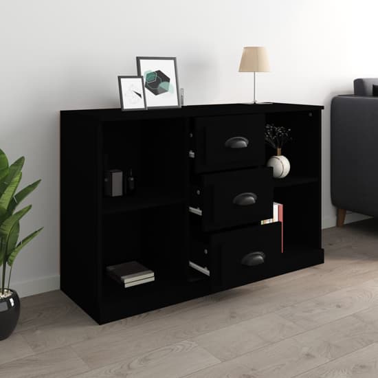 Vance Wooden Sideboard With 3 Drawers In Black_2