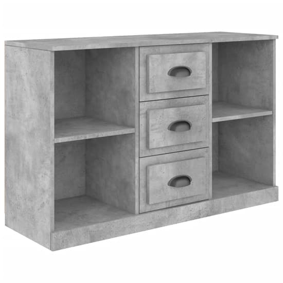Vance Wooden Sideboard With 3 Drawers In Concrete Effect_3