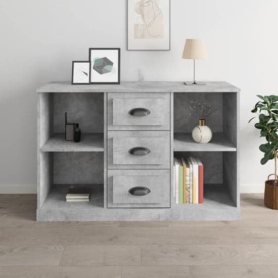 Vance Wooden Sideboard With 3 Drawers In Concrete Effect_1