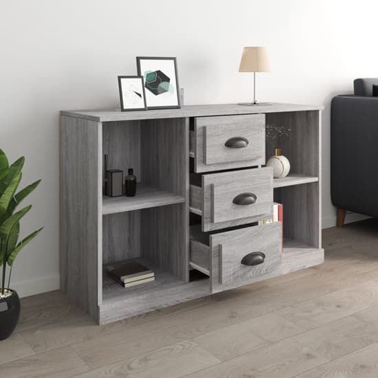 Vance Wooden Sideboard With 3 Drawers In Grey Sonoma Oak_2