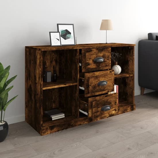 Vance Wooden Sideboard With 3 Drawers In Smoked Oak_2
