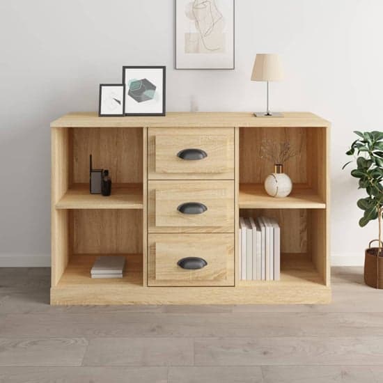 Vance Wooden Sideboard With 3 Drawers In Sonoma Oak_1