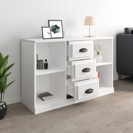 Vance Wooden Sideboard With 3 Drawers In White_2