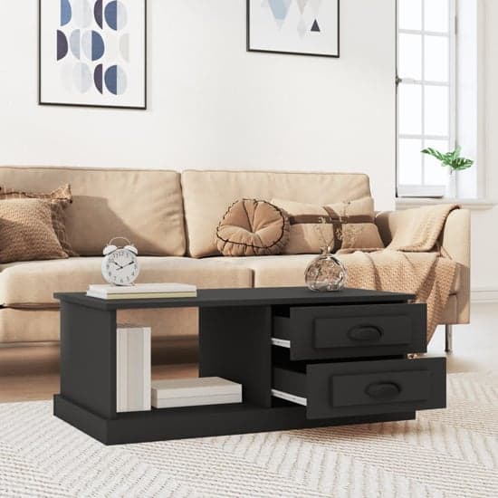 Vance Wooden Coffee Table With 2 Drawers In Black_2