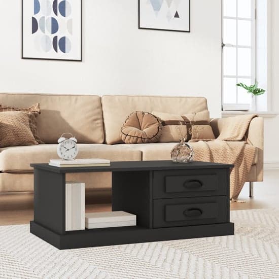 Vance Wooden Coffee Table With 2 Drawers In Black_1