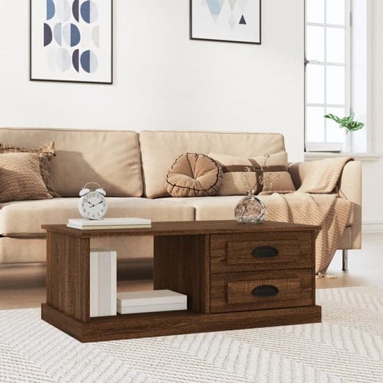 Vance Wooden Coffee Table With 2 Drawers In Brown Oak_1