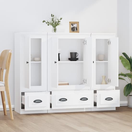 Vance Wooden Highboard With 4 Doors 3 Drawers In White_2