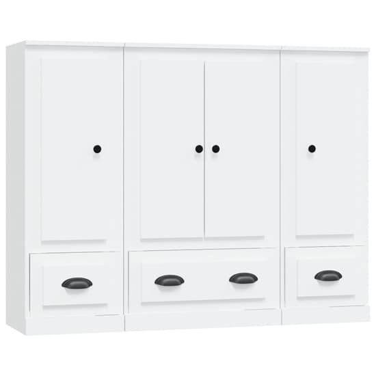 Vance Wooden Highboard With 4 Doors 3 Drawers In White_3