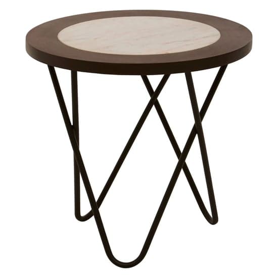 Vance Wooden Marble Top Side Table With Black Hairpin Base_3