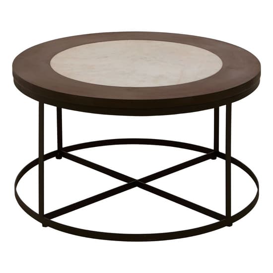 Vance Wooden Marble Top Side Table With Black Latticed Base_2