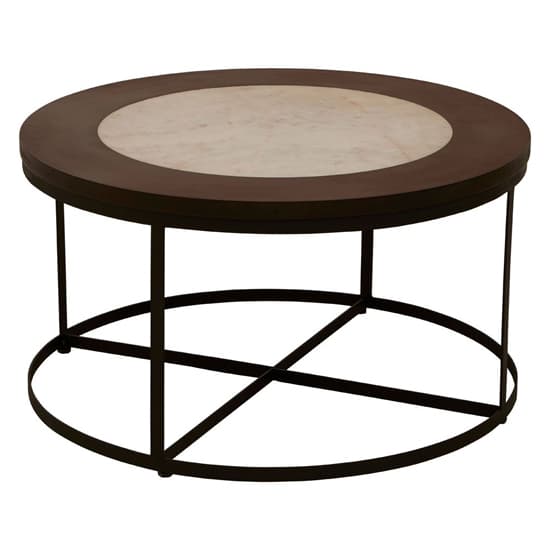 Vance Wooden Marble Top Side Table With Black Latticed Base_3