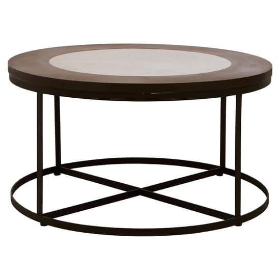 Vance Wooden Marble Top Side Table With Black Latticed Base_1