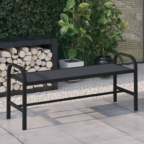 Vanya Twin WPC Garden Seating Bench With Steel Frame In Black_1
