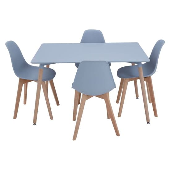 Varbor Wooden Dining Table With 4 Chairs In Grey And Natural_2